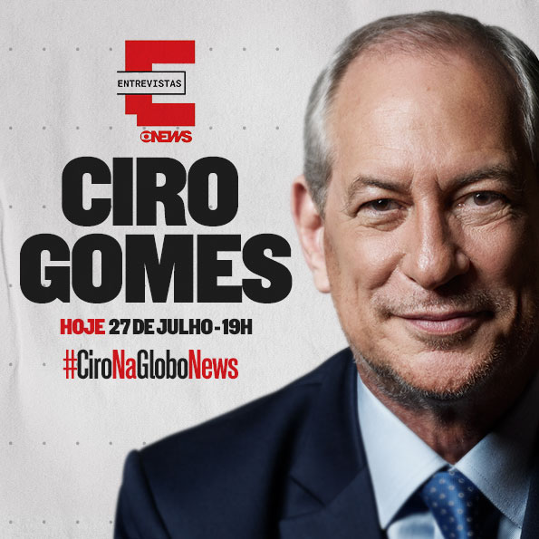 cirogomes's tweet photo. Gente boa, hoje estarei na @GloboNews para uma ampla entrevista, de três horas, com uma bancada de dez jornalistas. A transmissão começa às 19h na GloboNews, GloboPlay e PortalG1! Acompanhe e participe com a hashtag #CiroNaGloboNews! https://t.co/Eo4gWIAwpn