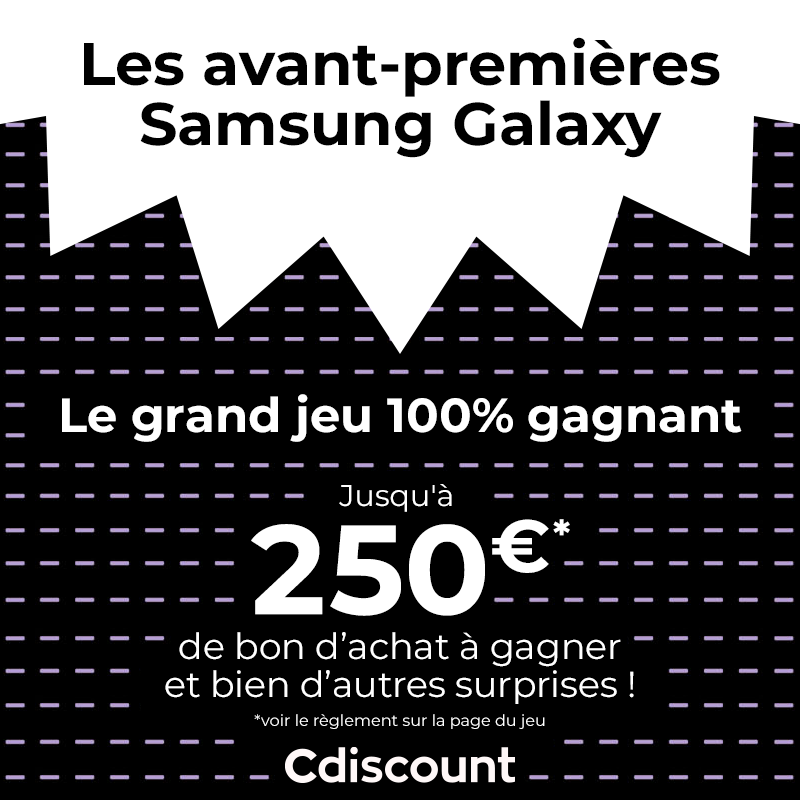 Cdiscount's tweet photo. 🎁 #Concours

Le jeu Samsung 100% gagnant !

✔️ De nombreux lots Samsung à remporter sur Cdiscount
✔️ Un bon d'achat pour tout le monde sur la future précommande smartphone Samsung

👉 https://t.co/tMA2Y7bXvy 👈 https://t.co/MUdbUr53pr