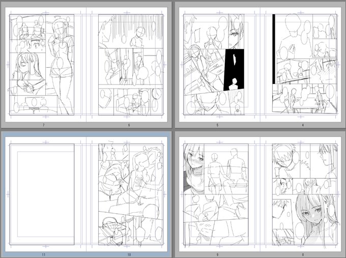 ネーム模写練習
・引きの背景人物が苦手
・服のしわが難しい

明日もネーム模写練習 