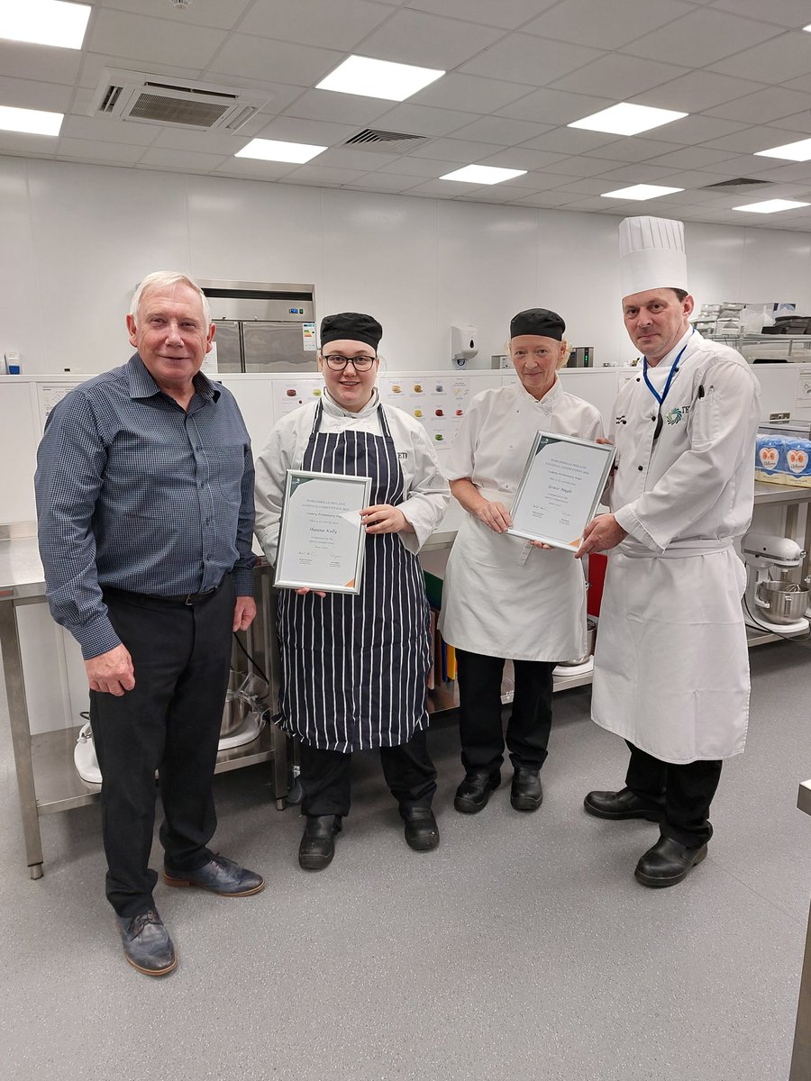 TipperaryETB's tweet photo. Commis Chefs Shauna Kelly and Grace Nagle recently competed in the National Preliminary Cookery Competition for a place in the World Skills Competition.   Pictured here, Shauna and Grace receiving their Certificate of Participation https://t.co/Ccg8q3eDId