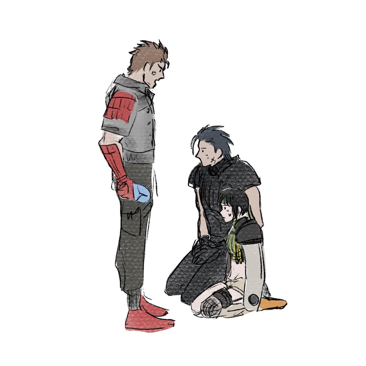 jrse1970's tweet photo. zack, yuffie, and sonon’s siblings trope in a nutshell:
/yes, zack is the eldest🧍 https://t.co/cgW0PkizpN
