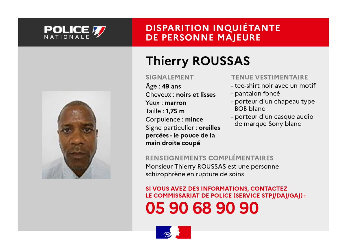 Prefet971's tweet photo. [ DISPARITION INQUIÉTANTE]
Merci de relayer le plus largement possible. ⬇️⬇️ https://t.co/AtbrihKJT5