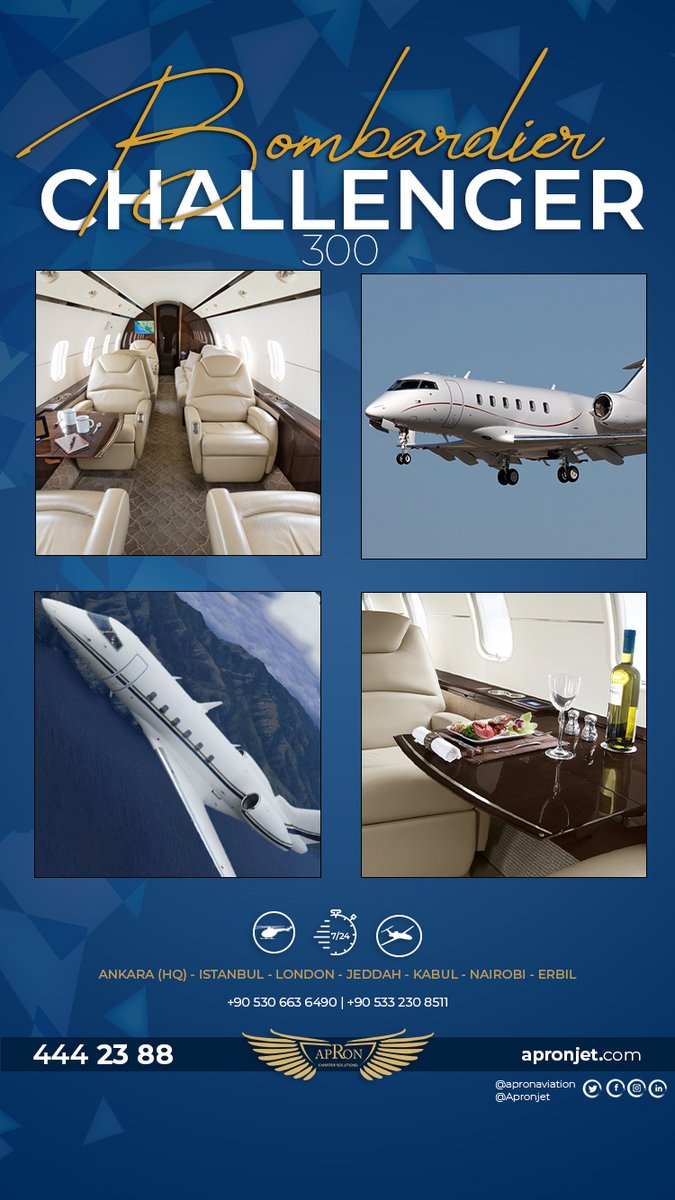 Meet the Bombardier Challenger 300🛩️
Fly with us, be elite as always.
🥇Get ready for change with Apron Jet.
✅24/7 Communication
🛩 Private Jet Charter
🚁Private Helicopter
🚑Air Ambulance
📦Air Cargo
''You will feel unique with Apron Jet...''
#aircraft #challenger #privatejet