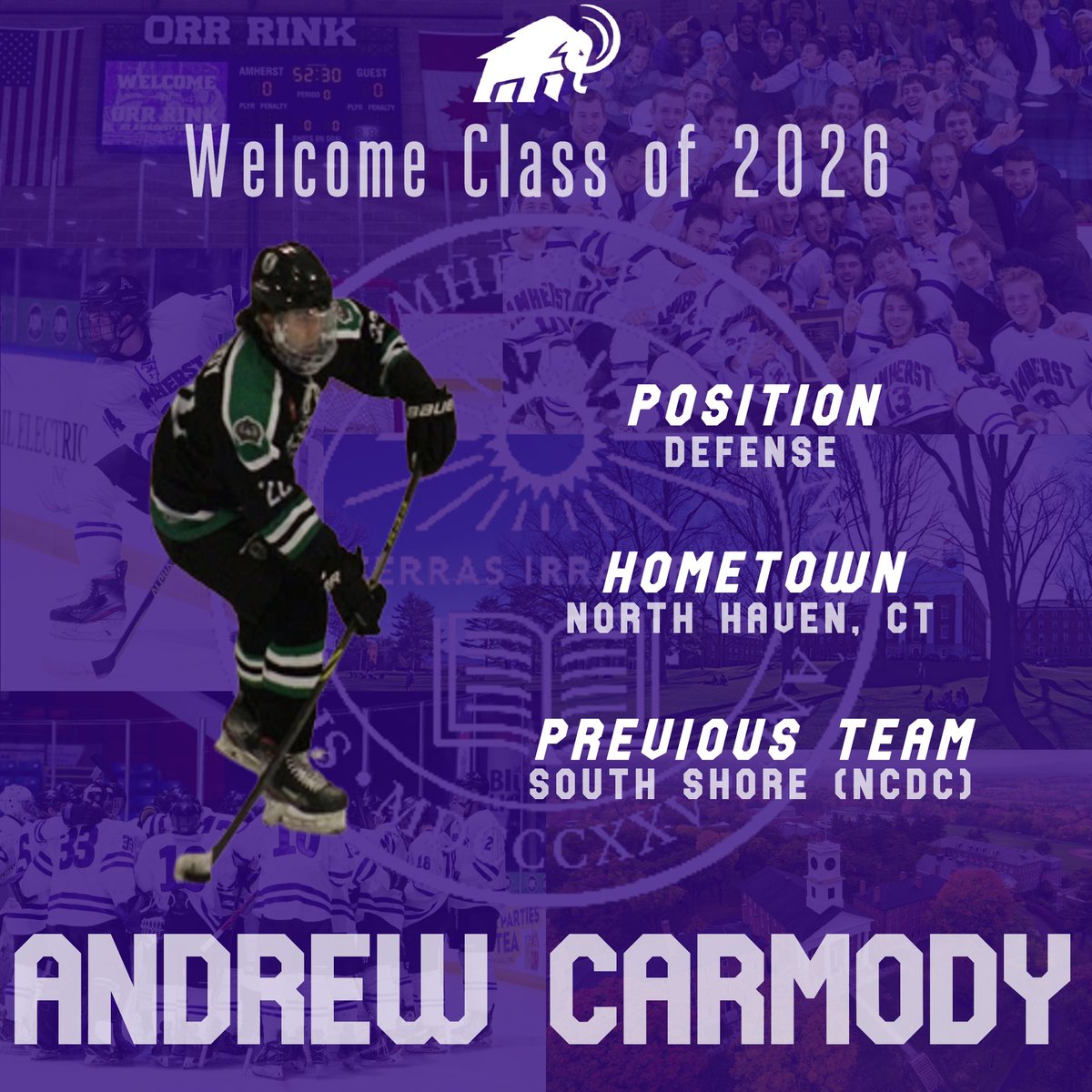 Last but not least is defenseman Andrew Carmody! The North Haven, Connecticut product finished with the South Shore Kings of the NCDC this past season. Welcome to Amherst Andrew!

Thanks to all who tuned in this past week! Time to dial in for the upcoming season #amhersthockey