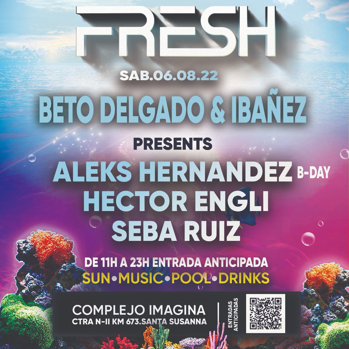 Sábado 6/8
@ Fresh
📍 Complejo Imagina | Santa Susana
🎫 Tíckets: sales.premiumguest.com/fresh/es/fresh…
