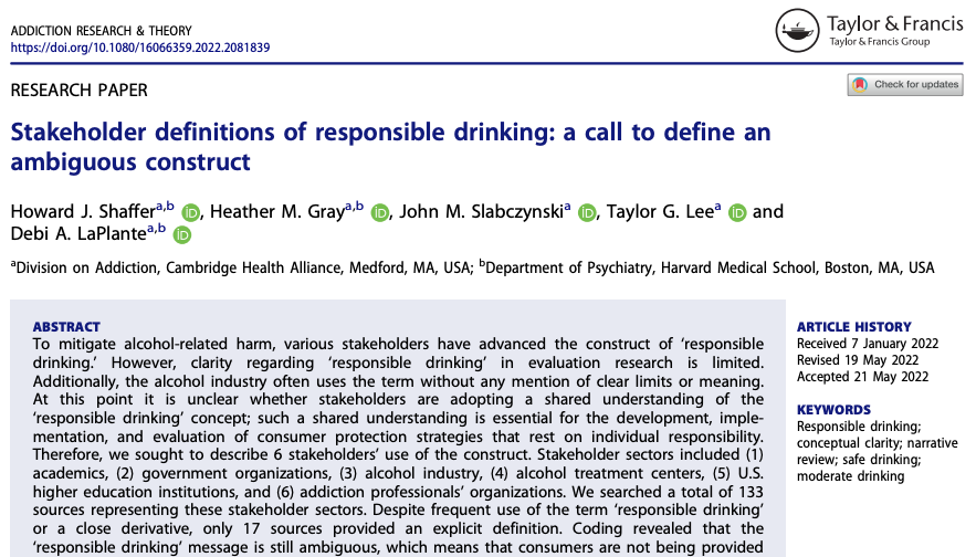 Div_Addiction's tweet photo. 🚨 New publication alert! We investigated how stakeholders define responsible drinking – a first step toward creating and promoting a consistent definition of this concept. https://t.co/B4DuFv623c https://t.co/NBvZujDzh6