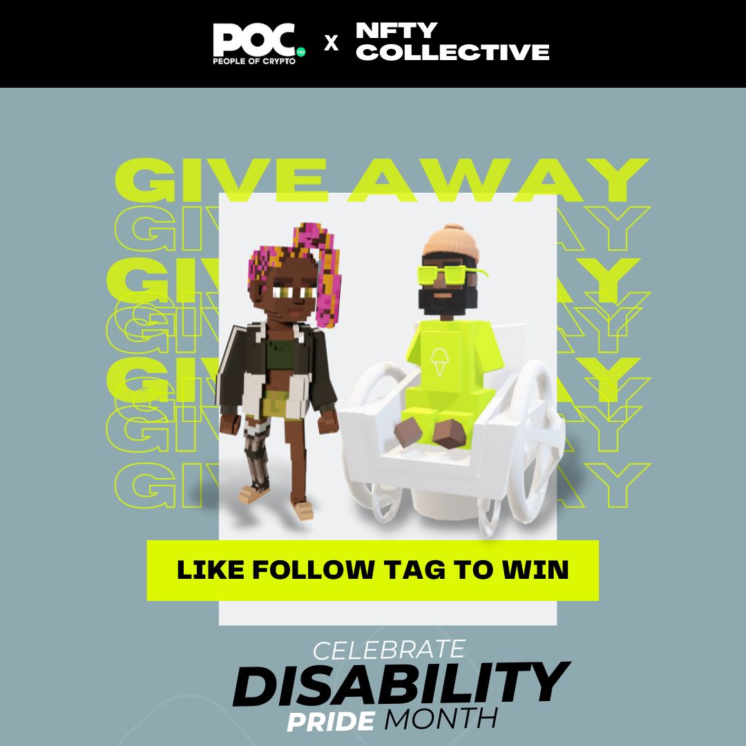July is Disability Pride Month &amp; TODAY we're working w/ <a href="/nfty_official/">Nfty Collective</a> to ensure web3 visibility for differently-abled frens. Win a 1/1 custom #imnfty avatar!

✨How to enter✨:

➡️Like this post
➡️Follow <a href="/nfty_official/">Nfty Collective</a> 
➡️Tag 3 frens
➡️Deadline: 24 hours
#DisabilityPrideMonth