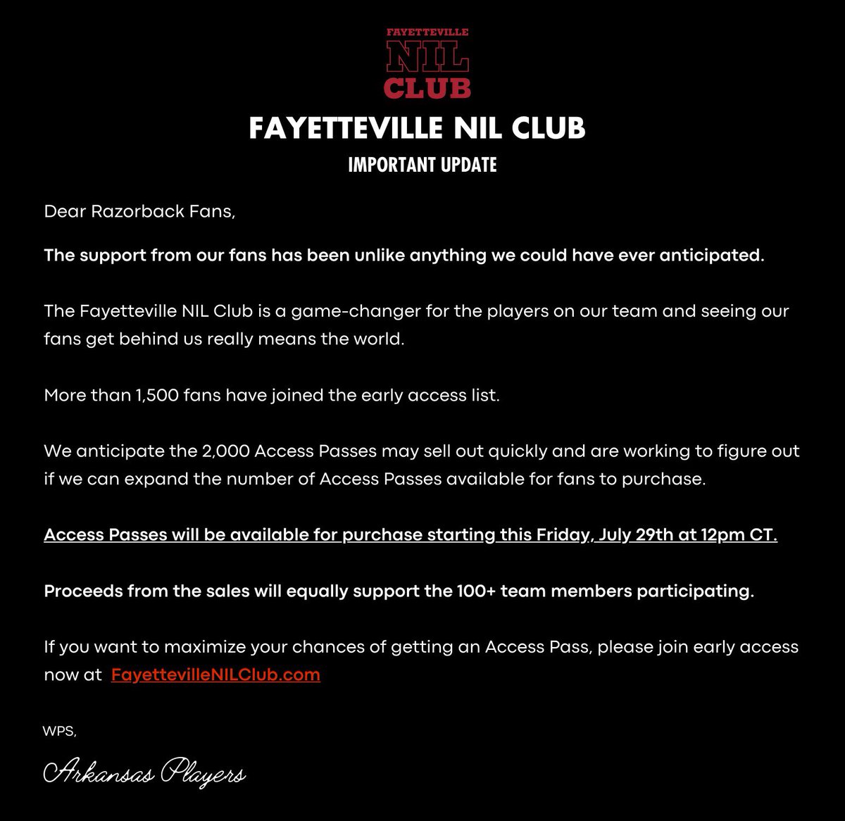 Update for our fans 🐗