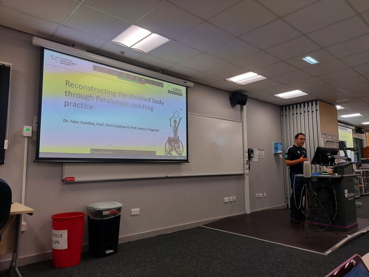 ColinLewis1989's tweet photo. Fantastic presentation by @LJMUSportSci @CoachTabo at @QRSE2022 who discussed reconstructing the disabled body through Para coaching practice 👏 https://t.co/mRrmXXQL83