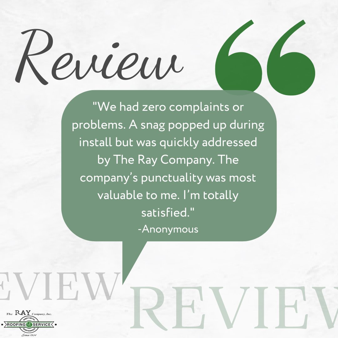 RayCompany1904's tweet photo. A company review given by a valued client! 😁
Need your roof inspected? Unsure if your roof needs to be serviced? CALL us at 704-391-8001 or EMAIL us at info@raycompany.com for a FREE new client roof inspection.
#roofing #raycompany #charlotte #carolina #professional #roof #fyp https://t.co/xUDl7VV0mN