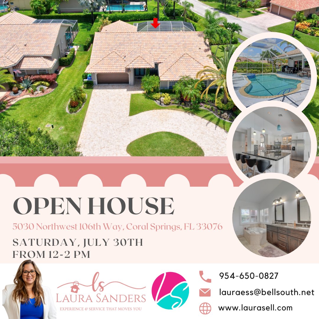 laurasellsflcom's tweet photo. ‼️OPEN HOUSE SATURDAY, JULY 30TH FROM 12-2 PM ‼️
5030 Northwest 106th Way Coral Springs, FL 33076
📲 Call Laura Sanders at 954-650-0827
#LauraSandersRealtor #OpenHouse #homeforsale #realestate #newlisting #coralsprings #openhouseflorida #openhousefl #OpenHouseFlorida https://t.co/q5yZpYhDDc
