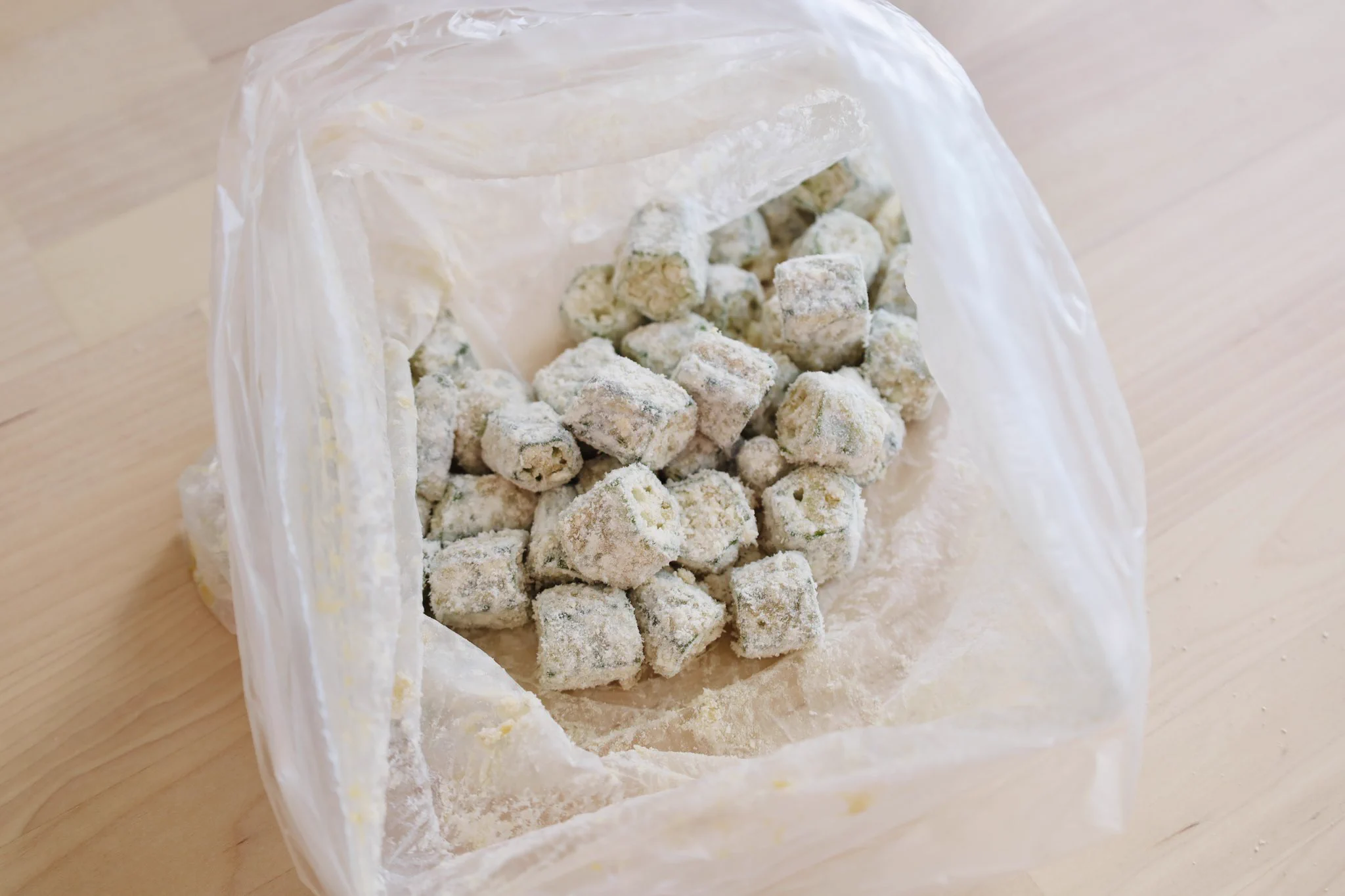 子供たちが味見で全部食べるほど！のり塩フライドコロコロオクラが美味。