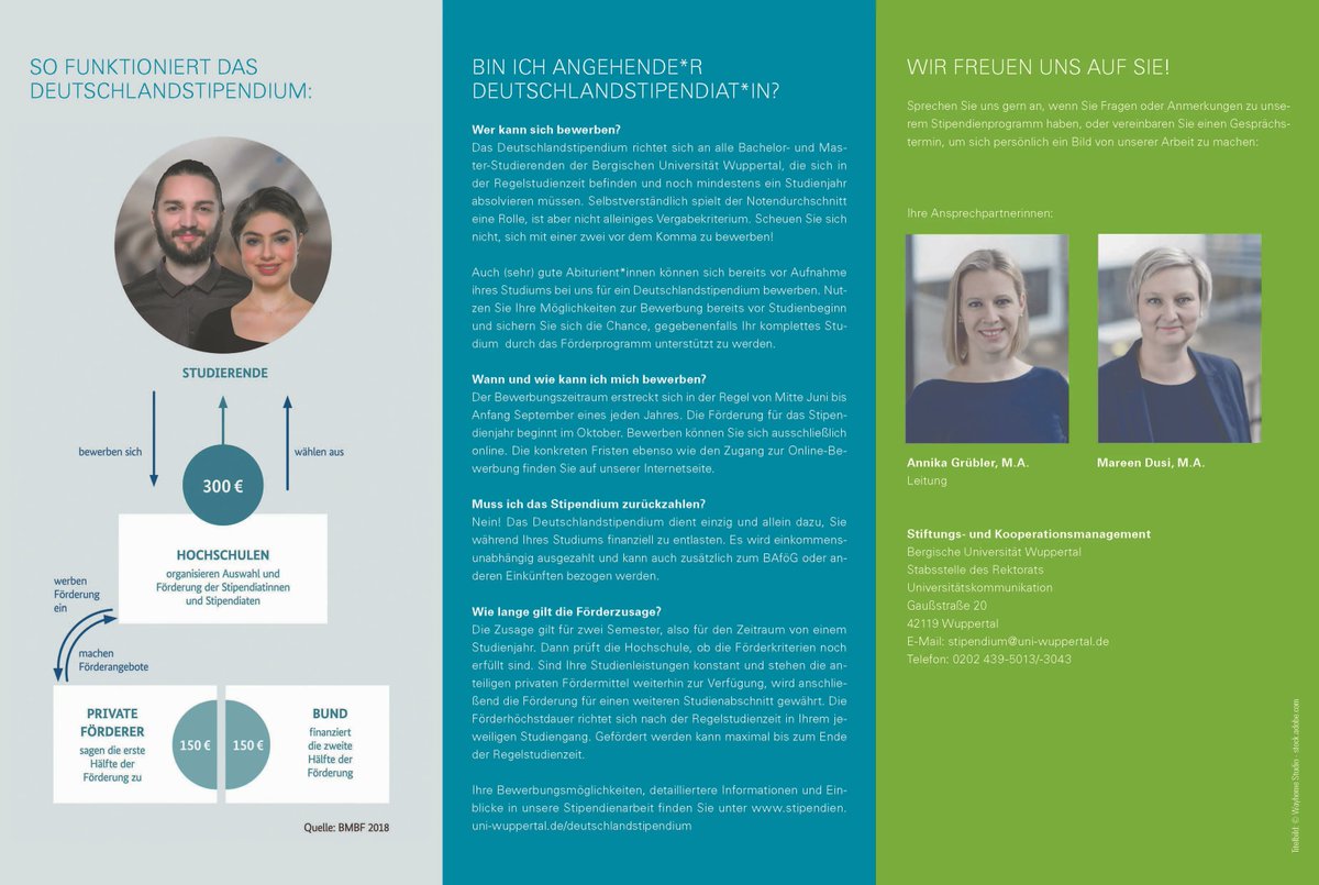 Bewerbung schon eingereicht? Ergreift die Chance fürs #Deutschlandstipendium. 
Das #Stipendium eignet sich besonders für engagierte #Studierende & Studierenanfänger*innen aus #Informatik #DataScience #Elektrotechnik!
#tmdt #mint #bergischeuniwuppertal #hochschule #studentenleben