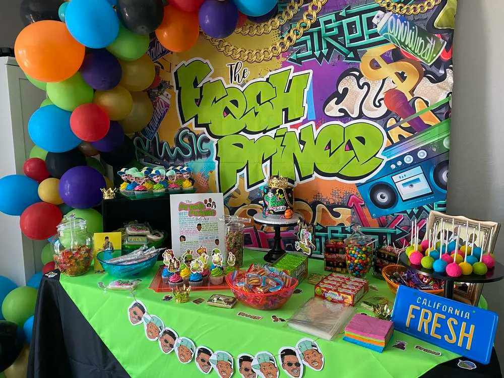 catchmyparty's tweet photo. Check out this awesome Fresh Prince of Bel-Air-themed 1st birthday party! The cookies are so much fun! https://t.co/kAqUMeh3UK #catchmyparty #partyideas #freshprince #freshprinceparty #freshprinceofbelair #freshprinceofbelairparty #hiphop #90sparty https://t.co/aZrbn1jhRq