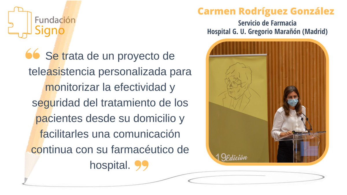 fundacionsigno's tweet photo. #EntrevistaSigno | @carmenrodrig20, del Servicio #Farmacia H.G.U. Gregorio Marañón (@farma_gregorio), sobre el proyecto de digitalización de la Atención Farmacéutica a pacientes ambulatorios, premiado en la 19.ª edición de los #PremiosProfesorBarea 2021.
https://t.co/rO6qeMZBW9 https://t.co/KLpAu8oDt3