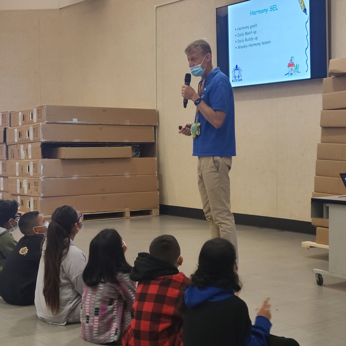 ElmaCani's tweet image. Beginning of the year School Assembly! Going over rules and expectations with 3rd graders. ⭐️ @BA_STEAM_ACAD @KevinCoordt @BaSTEAM12 
#3rdgradersrock