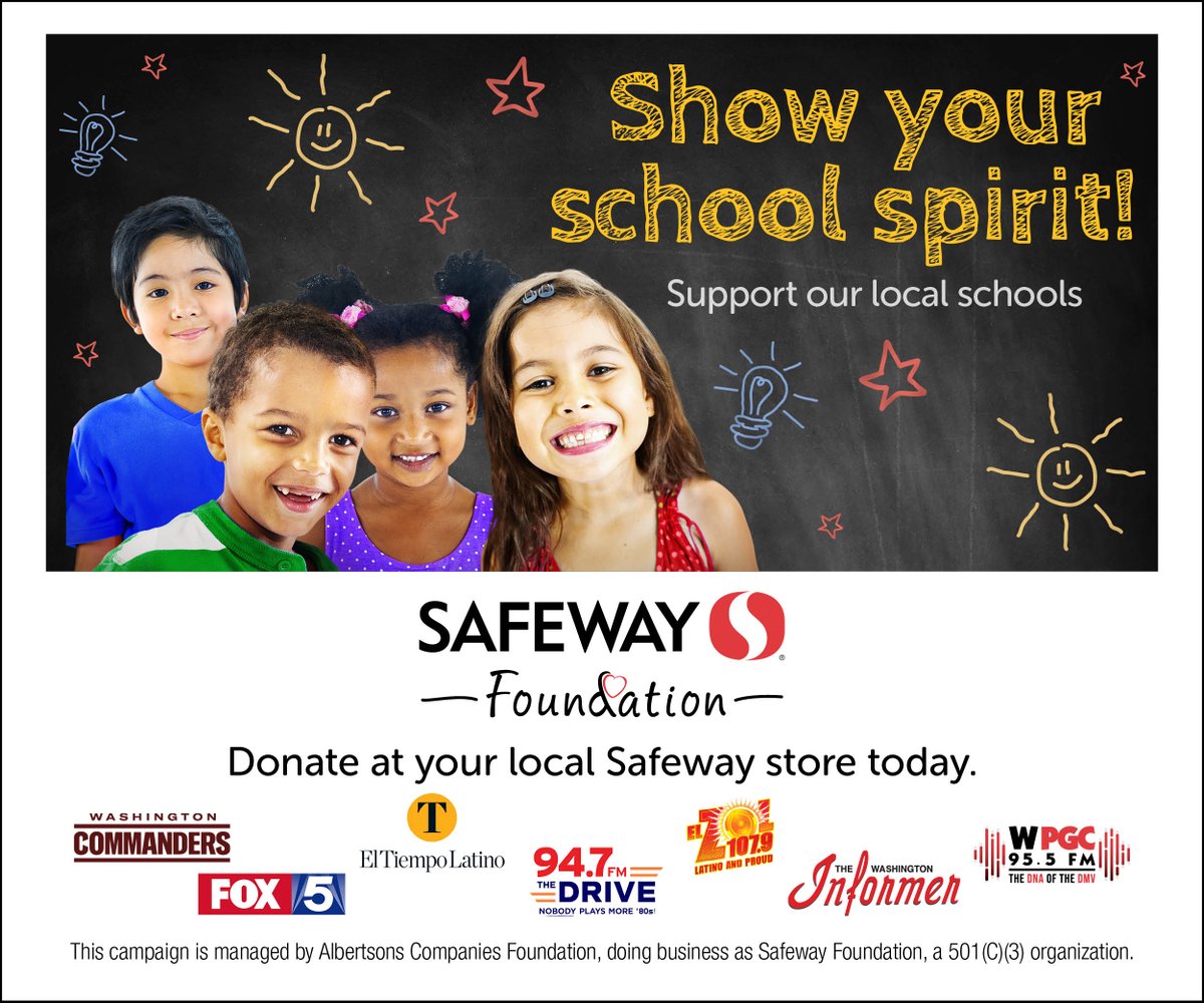 singleton_tyese's tweet image. Throughout the month of August, Safeway Foundation and the Safeway store at 4215 Cheshire Station Plaza, Woodbridge, VA are collecting donations on behalf of Minnieville Elementary School.  Show your school spirit and donate! @MNEStheBest  #SafewayFoundation