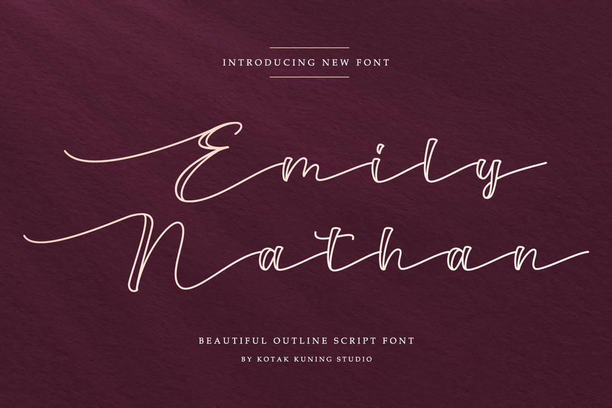 DavidZydd's tweet photo. Emily Nathan - Outline Script Font https://t.co/hWMzdoAETM  #ivanrosenberg #luxuryfont #truetypefont #prettyfonts #collection #fonts #ScriptFonts #casual #otf #cursive #signature https://t.co/xUoLPpwtmS