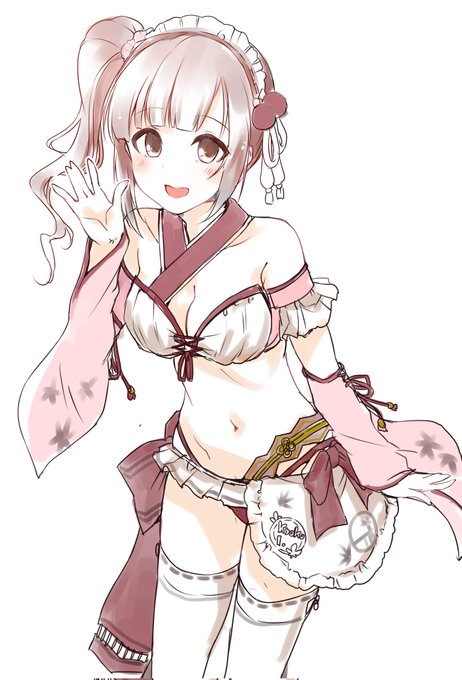 【らくがき】和メイド水着五十嵐ちゃん、デザインし直してみたんだけど渾身の出来過ぎない…!? 