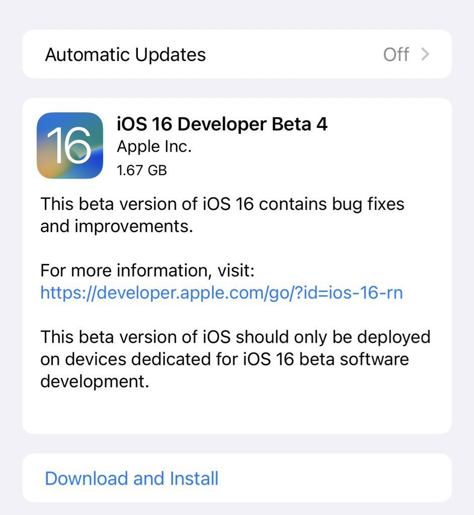 ebuzzprocom's tweet image. Apple has RELEASED iOS 16 beta 4 to developers 👀 🚨 

#iOS16Beta4 #iOS16beta #iOS16 #Apple