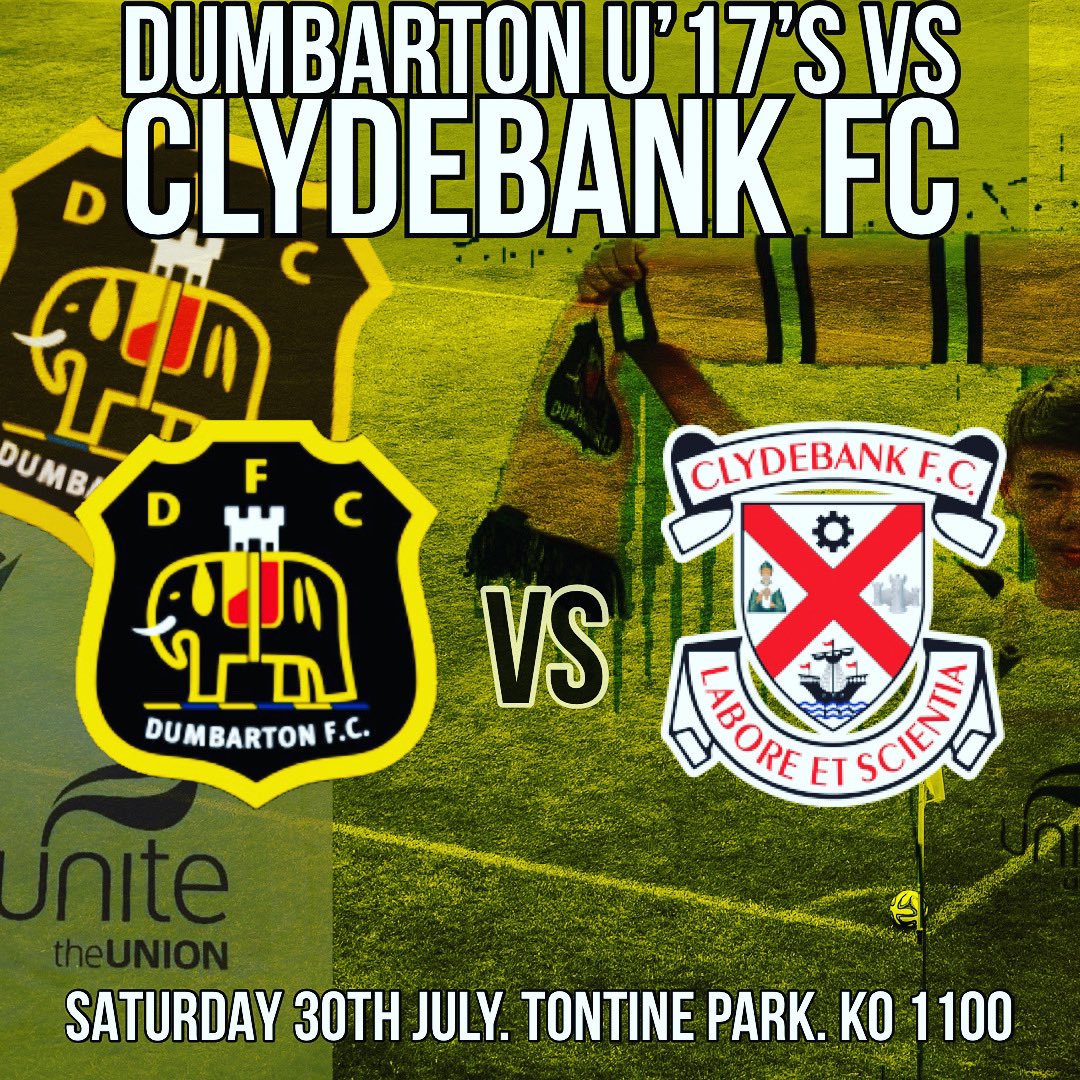 Dumbartonfc's tweet photo. Our under 17’s fixture this Saturday will now kick off at 1100am at tontine in Renton 🟡⚫️ #youngsons #futuresons https://t.co/k7JuzYqwW8