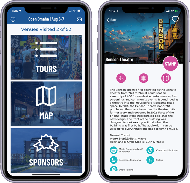 omahabydesign's tweet photo. Open Doors to Explore Your City - Download the Open Omaha app today! 

Created in partnership with @Nanonation, this app is your ticket to explore the city. Inside you’ll find previews of all 52 venues. https://t.co/RLC9KxX2U3