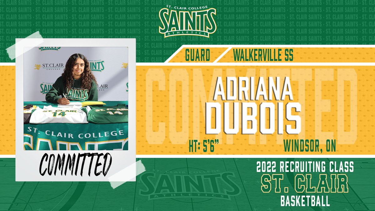 <a href="/stclairsaints1/">Saints Athletics</a> Women’s Basketball gather more talent for 2022-23 with the addition of 5'6" Guard Adriana Dubois (Windsor, ON/Walkerville SS) saintsathletics.ca/general/2022-2…