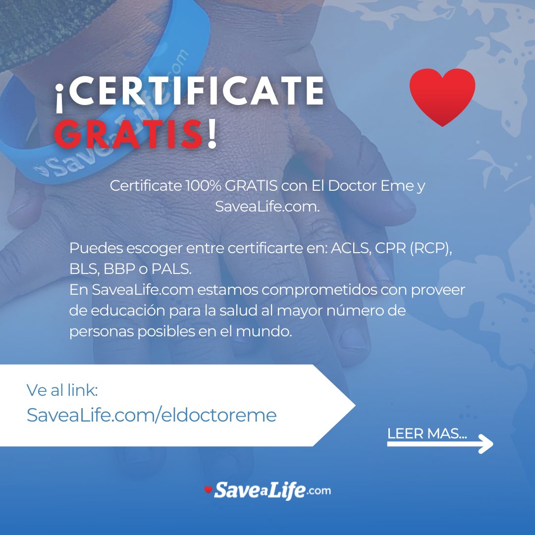 eldoctoreme's tweet photo. 🤓CERTIFÍCATE GRATIS🤓
🫀ACLS - BLS - PALS - BBP - RCP🫀

Sólo sigue los pasos de la imagen
Aprovecha la certificación gratis acá: https://t.co/vAPW1G9qbE

¡Compártelo para que más personas puedan acceder gratis!

Encuentra más información en https://t.co/3IPoEk5U3z

#ENARM #MIR https://t.co/CYlXUB26RN