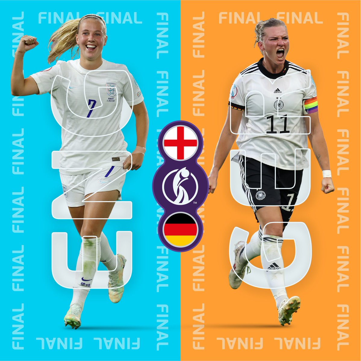 It's 𝐄𝐧𝐠𝐥𝐚𝐧𝐝 🆚 𝐆𝐞𝐫𝐦𝐚𝐧𝐲 in the final 🤩

Who'll lift the 🏆 at Wembley? 

#WEURO2022 | #ENG | #GER