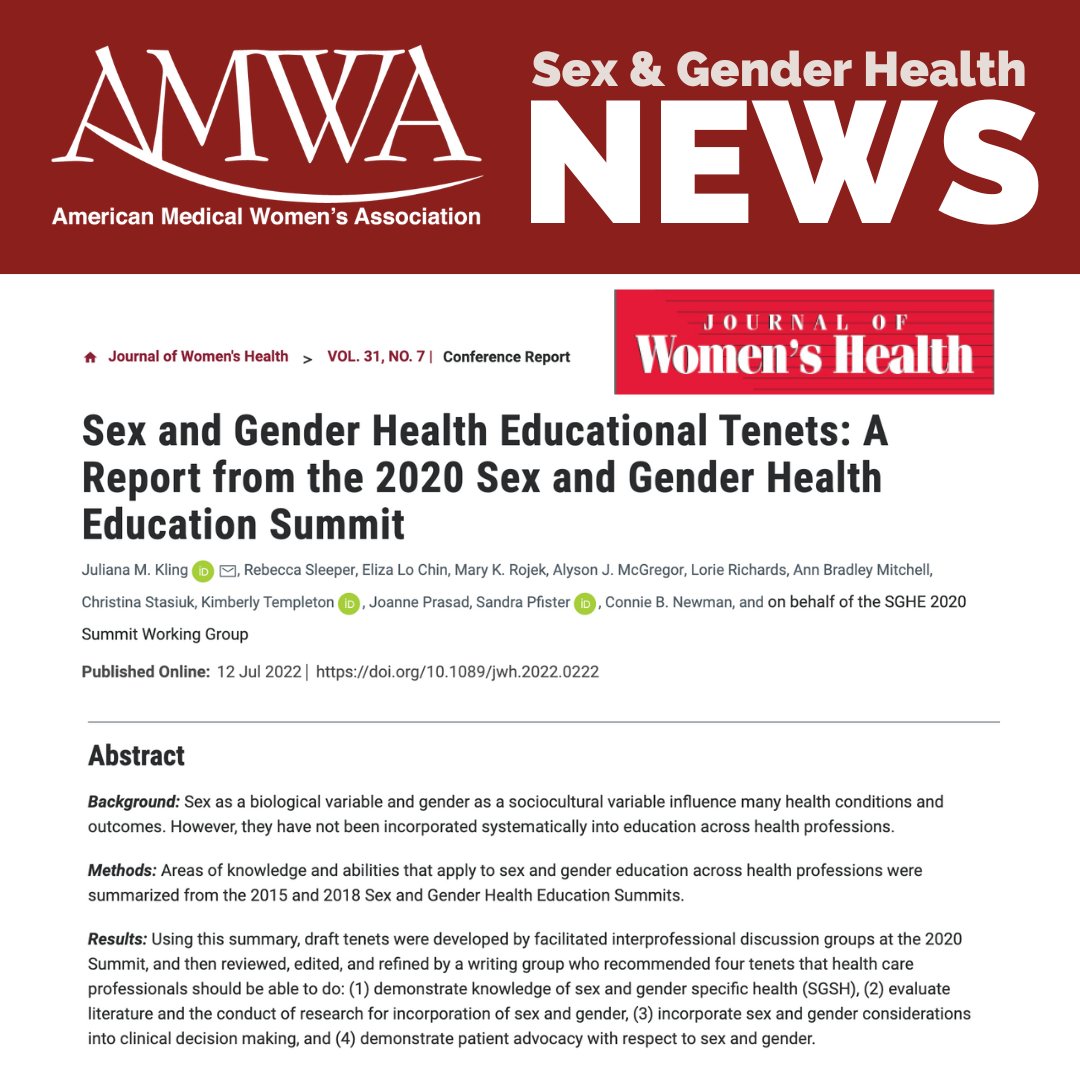AMWA Doctors (@amwadoctors) on Twitter photo Congrats & Thx to authors <a href="/DrJewelKling/">Jewel Kling MD MPH</a>, Rebecca Sleeper, PharmD, <a href="/ElizaChinMD/">Eliza Lo Chin, MD, MPH</a> Mary K. Rojek, PhD, <a href="/mcgregormd/">Alyson J. McGregor</a>, Lorie Richards, PhD, <a href="/annebmitch/">Anne Bradley Mitchell</a>, Christina Stasiuk, DO, <a href="/KimTempleton3/">Kim Templeton</a>, Joanne Prasad, DDS, MPH, <a href="/ConniesMedicine/">Connie Newman MD MACP</a> & to the SGHE 2020 Summit Working Group & <a href="/mjenkinsMD/">Marjorie Jenkins MD</a> Congrats & Thx to authors <a href="/DrJewelKling/">Jewel Kling MD MPH</a>, Rebecca Sleeper, PharmD, <a href="/ElizaChinMD/">Eliza Lo Chin, MD, MPH</a> Mary K. Rojek, PhD, <a href="/mcgregormd/">Alyson J. McGregor</a>, Lorie Richards, PhD, <a href="/annebmitch/">Anne Bradley Mitchell</a>, Christina Stasiuk, DO, <a href="/KimTempleton3/">Kim Templeton</a>, Joanne Prasad, DDS, MPH, <a href="/ConniesMedicine/">Connie Newman MD MACP</a> & to the SGHE 2020 Summit Working Group & <a href="/mjenkinsMD/">Marjorie Jenkins MD</a>