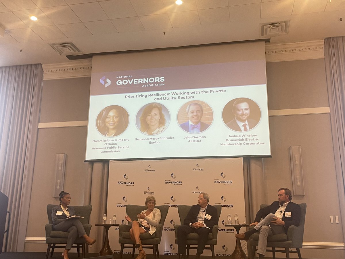 Through IIJA, AR is collaborating on innovative and powerful solutions for a resilient grid w/ state partners. Proud to have AR Public Service Commissioner Kim O’Guinn moderating the utility sector panel at the NGA Energy and Critical Infrastructure Resilience State Learning Lab.