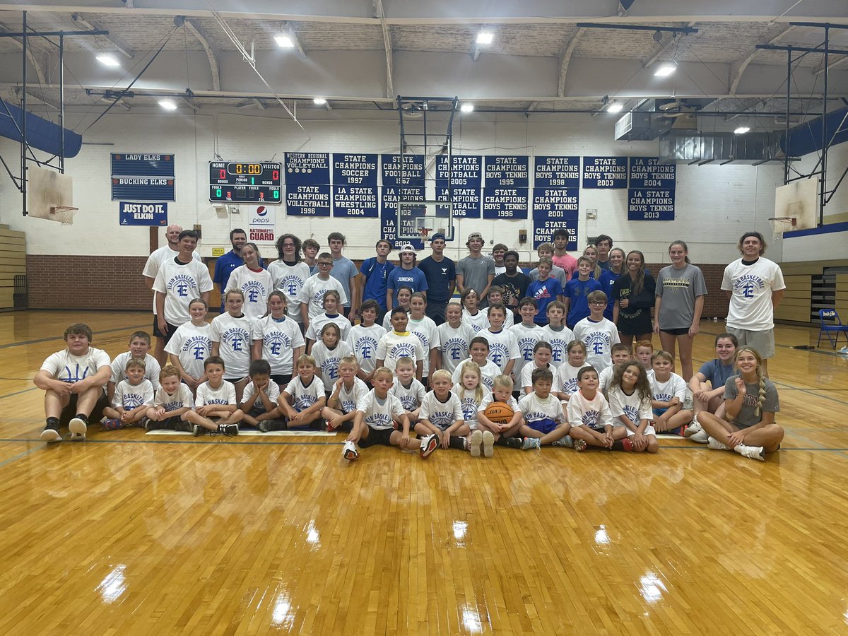 Elkinbball's tweet photo. Buckin’ Elk Basketball Camp 2022! Awesome turnout and a great group of kids! #FutureElks #ElkinBasketball #WeAreElkin https://t.co/BhwNhEK8oQ