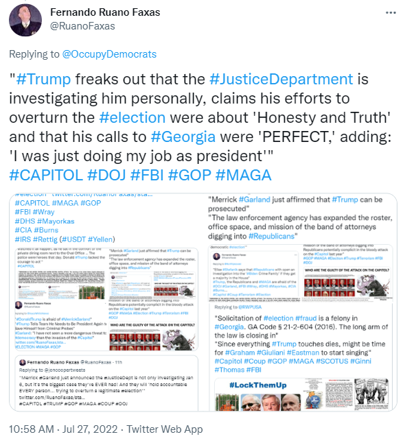 RuanoFaxas's tweet photo. @ryanjreilly The #terrorists who attacked the US #Capitol are being caught one by one. More than 2,000 rioters entered the building. 884 people have been charged: Marilyn #Fassell, George #Tanios, Julian #Khater, Robert Scott #Palmer, Mark #Ponder...
https://t.co/aAb0RBTqab
#FBI #DOJ #TRUMP https://t.co/pDzcQVtRYF