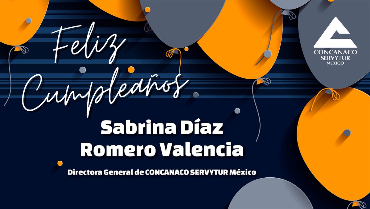 Le deseamos  un #FelizCumpleaños a Sabrina Díaz Romero Valencia, Directora General de CONCANACO SERVYTUR.
 ¡Muchas felicidades! @