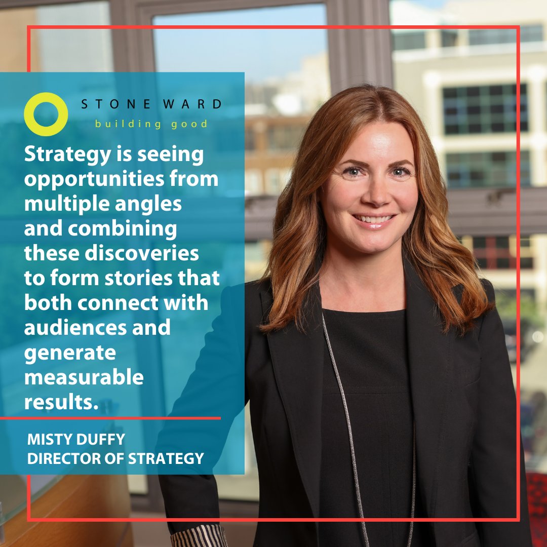 Please join us in welcoming Misty Duffy as our new director of strategy. As trusted value advisors, Stone Ward meticulously tailors campaigns to client needs. With Misty's knowledge and experience, we'll drive even more impact for current and future clients.