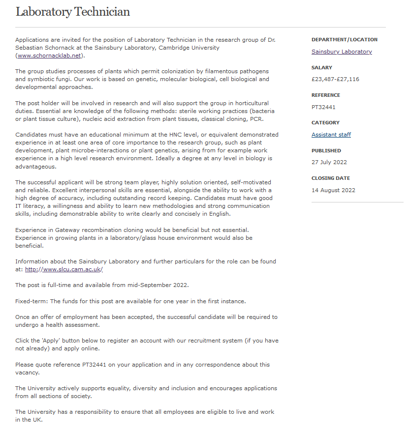dromius's tweet photo. RT plz. Come join us @slcuplants @Cambridge_Uni - we are looking for a Lab Technician https://t.co/tIRySmod41
https://t.co/GsUdcCfyNK https://t.co/C4Xccok8eW