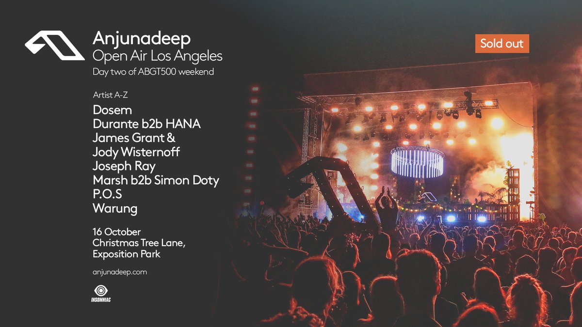Anjunadeep (@anjunadeep) on Twitter photo Introducing our lineup for Anjunadeep Open Air: Los Angeles at #ABGT500 🌴✨
Joining us will be… <a href="/dosem/">DOSEM</a>, <a href="/marshmusician/">Marsh</a> b2b <a href="/SimonDoty/">Simon Doty</a>, <a href="/jamesanjunadeep/">James Grant</a> & Jody Wisternoff, <a href="/josephray_music/">Joseph Ray</a>, <a href="/imdurante/">durante</a> b2b <a href="/HANAtruly/">HANA</a>, P.O.S and <a href="/Warungmusic/">WARUNG</a>. Introducing our lineup for Anjunadeep Open Air: Los Angeles at #ABGT500 🌴✨
Joining us will be… <a href="/dosem/">DOSEM</a>, <a href="/marshmusician/">Marsh</a> b2b <a href="/SimonDoty/">Simon Doty</a>, <a href="/jamesanjunadeep/">James Grant</a> & Jody Wisternoff, <a href="/josephray_music/">Joseph Ray</a>, <a href="/imdurante/">durante</a> b2b <a href="/HANAtruly/">HANA</a>, P.O.S and <a href="/Warungmusic/">WARUNG</a>.