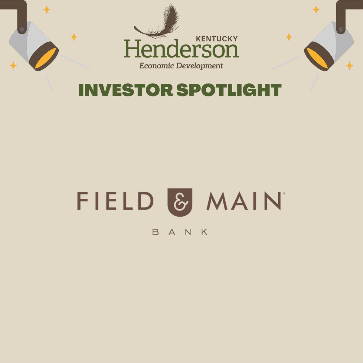 ✨INVESTOR SPOTLIGHT✨

Today’s spotlight is Field &amp; Main Bank!
Thank you for your continued investment in the growth of our community! We appreciate all of your support!