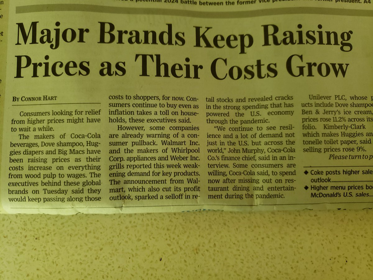 I can't stop laughing at the stupidity of this mornings headline in the flagship capitalist newspaper