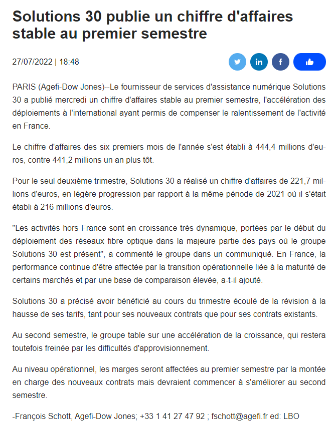 C'est quand même rigolo, #Solutions30 nous sortait des croissances de 25% à 30% par an pendant des années, et depuis que MuddyWaters les a accusé de ne pas être très "propres", y a plus de croissance.
Etonnant, non ?
$S30