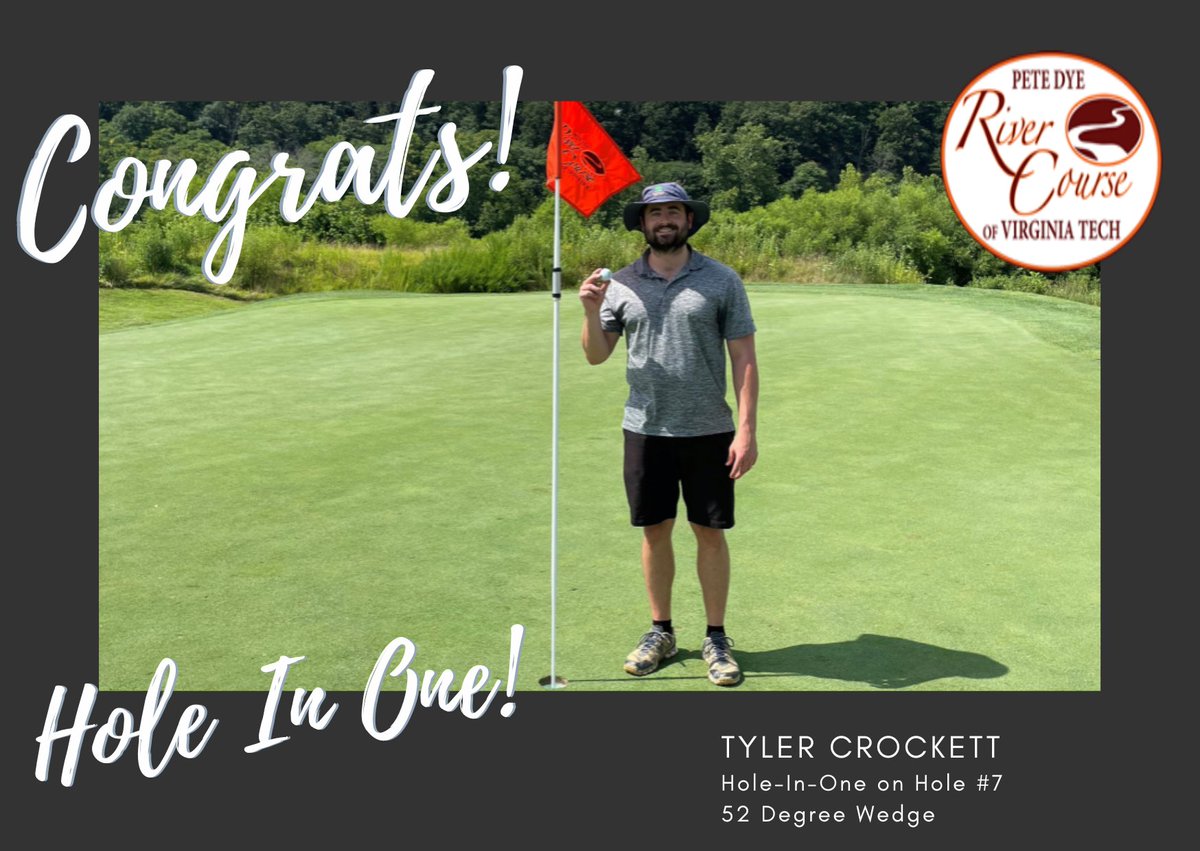therivercourse's tweet photo. Hole In One Alert!!🛎️⛳🏌️‍♂️

Tyler Crockett-
Hole-In-One on Hole #7
52 Degree Wedge
July 22nd 2022

Second photo picture with buddies (witnesses) Tyler Cadd (Left) and Nathan Arnold (Right)

*Interesting Fact- Tyler's Grandfather once recorded 2 Hole-In-Ones in the sam ... https://t.co/6yyZGr81xt