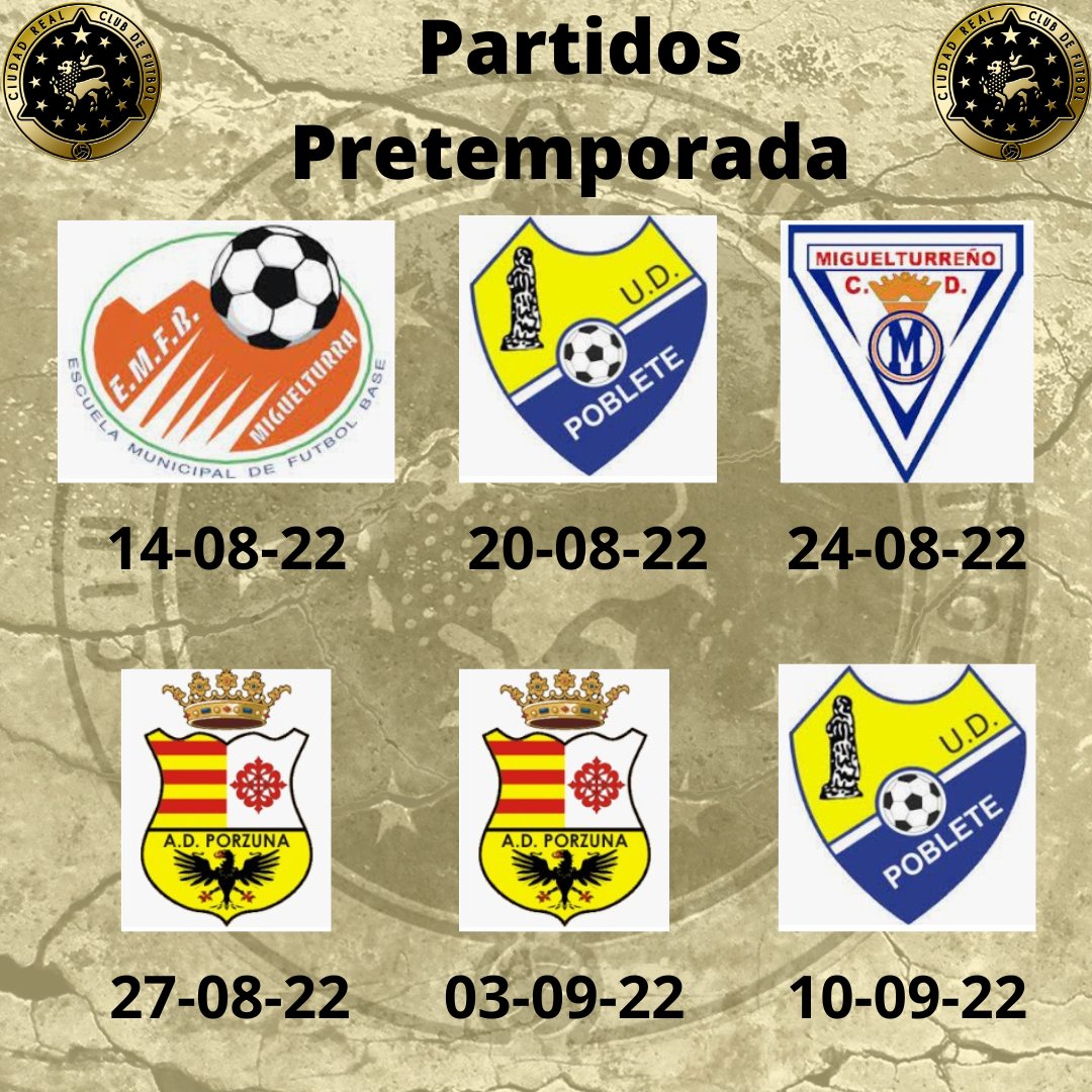 Ya tenemos el calendario de PRETEMPORADA del Ciudad Real CF. Te esperamos allí. 
#ciudadreal #pretemporada #ciudadrealcf #deporte #futbol