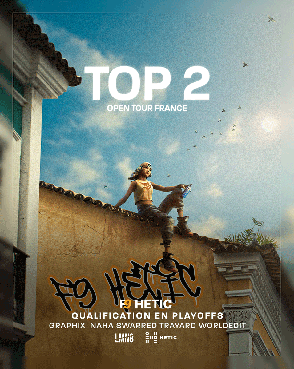 TOP 2 🥈

Nous finissons TOP 2 de la saison régulière à l'Open Tour France Valorant, l'heure est maintenant à l'entrainement pour les Playoffs, afin de décrocher une place en Up &amp; Down pour la VRL !

🏴󠁧󠁢󠁷󠁬󠁳󠁿@itsgraphix10
🇷🇺<a href="/worldeditcsgo/">Georgii Yaskin</a>
🇫🇷<a href="/nAhA2K/">nAhA</a>
🇫🇷<a href="/Trayardx/">Trayard</a>
🇫🇷<a href="/Swarred/">Swarred</a>

#WeAreF9🧡🖤