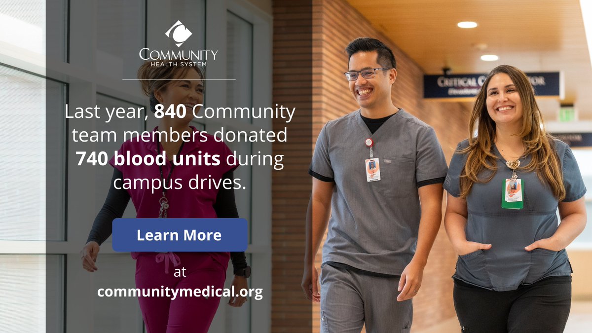 As Central California continues to experience blood donor drought due to #COVID19, I am so grateful for the selfless acts of our team, who donated 740 units of blood last year. 

Learn more about our Community Benefit contributions: bit.ly/342XO5Q