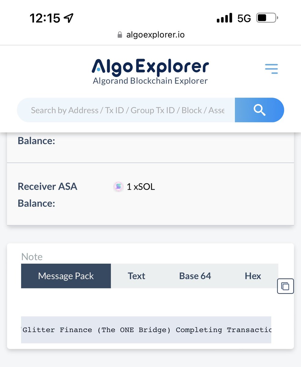 AlgoFamily's tweet image. The first ever wrapped #Solana token may have just entered the #Algorand ecosystem through the @GlitterFinance bridge. 👀 

$algo $sol $xgli @Algorand @solana 

Tx: 6PCDB6V32PGWY3SSXKSHJ2QT52P6MVFDPBFNOJVOLDUNGKV5DJXA
