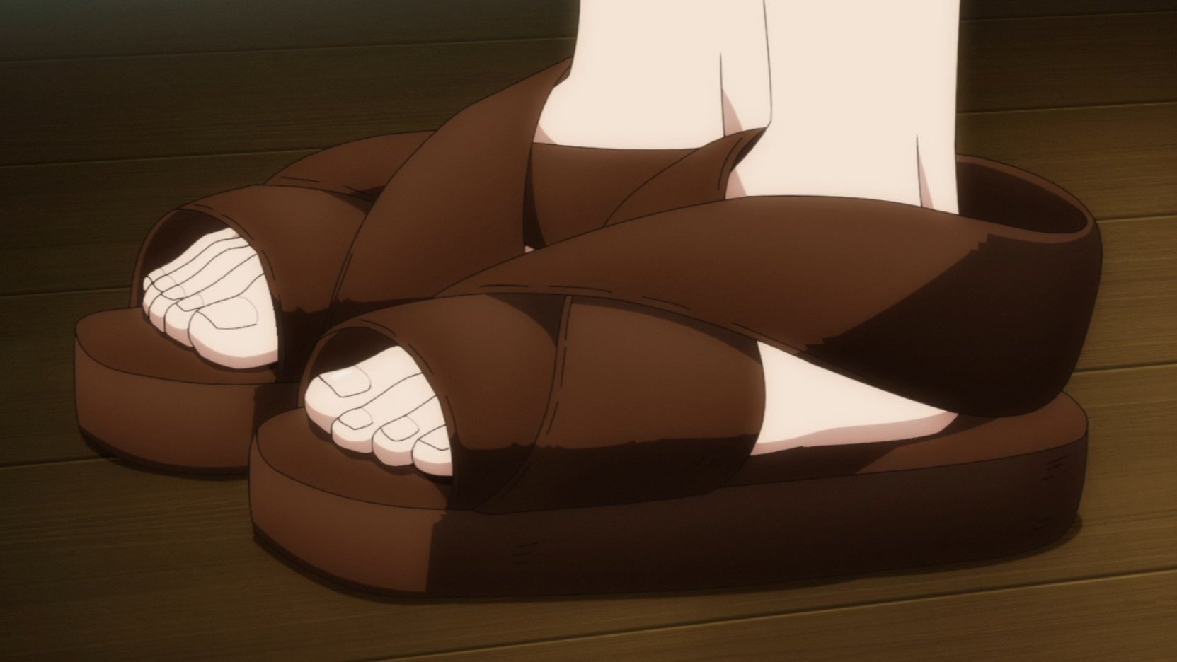 SerasKF on X: #anifeets Feet shots from today's episodes. 1-2) Isekai  Meikyuu Harem E07. At least Roxanne didn't wear the socks in bed. 3)  Tsurekano E07. 4) Isekai Ojisan E05.  /
