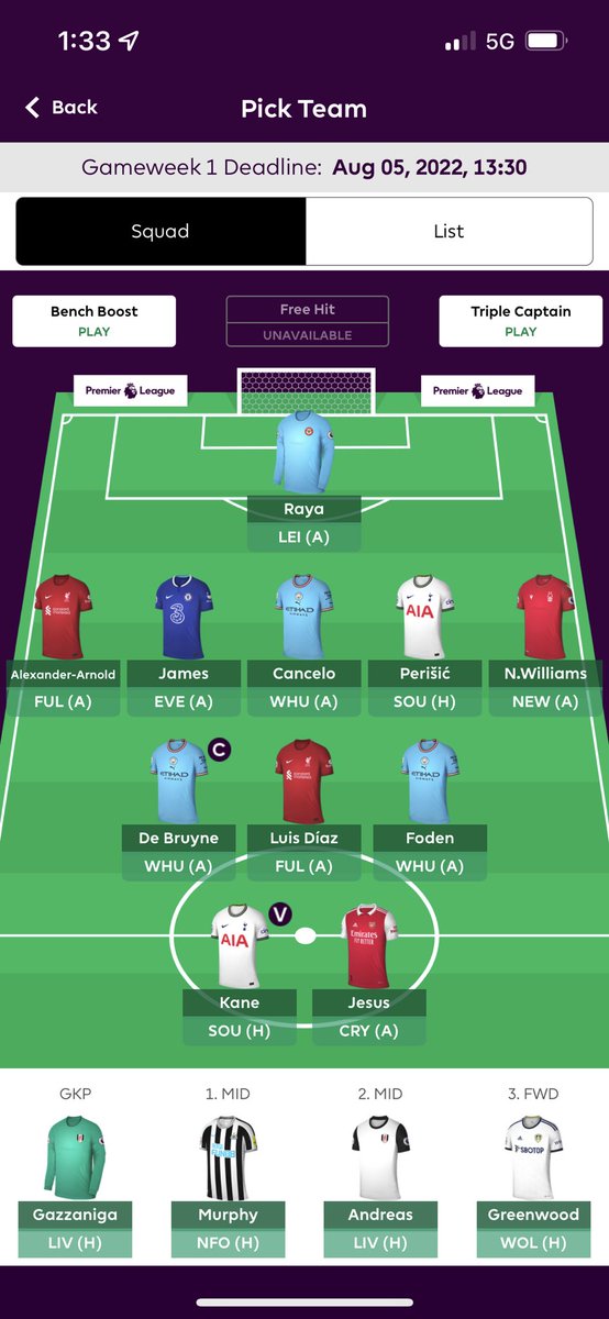 cnelsonphotog's tweet photo. @LetsTalk_FPL I have .5 left in budget and not sure where I could put it. Potentially gk but don’t want to have to transfer till gw8-9 https://t.co/T2WNsRPPkd