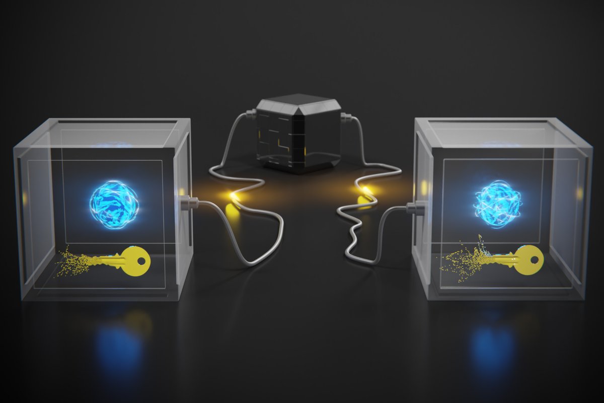 dnadlinger's tweet photo. Got trust issues? (…regarding your quantum devices?)

Our demo of device-independent quantum key distribution (#diqkd) is now out in Nature: "Experimental quantum key distribution certified by Bell's theorem", https://t.co/G7Ql29ZFC2

("free" link: https://t.co/Jy1JCNV0HA)

1/4 https://t.co/UO06bMCpLA