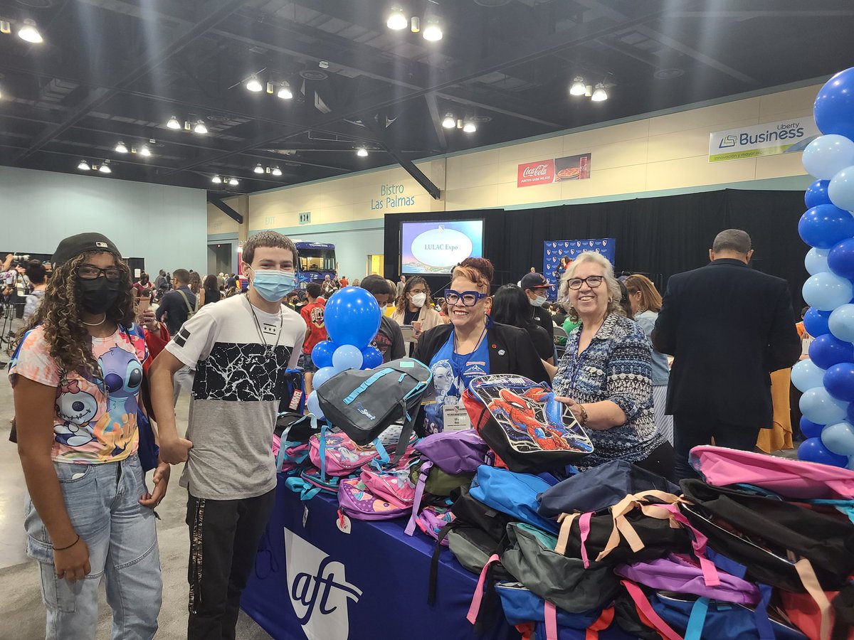 SOCORROAFT's tweet photo. On the first day of the @LULAC National Convention, @AFTunion in partnership with @FirstBook is giving out over 10,000 Free Books and 5000 BackPacks to students in Puerto Rico.
Reading Opens the World!
#UnionStrong #IamAFT #OurWorkIsPowerful #SocorroAFT https://t.co/LROUQiIBtF