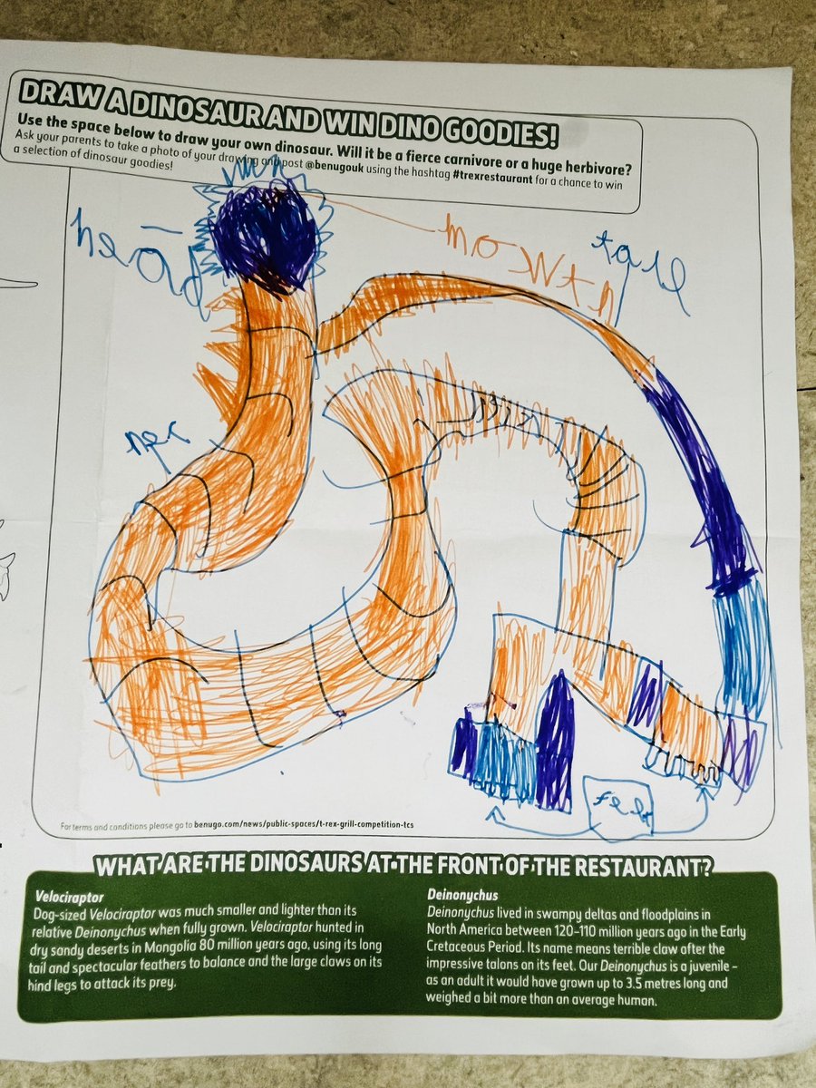 We had the best day at the <a href="/NHM_London/">Natural History Museum</a> and Ethan (age 6) loved designing his own dinosaur 🦕 @benugouk #trexrestaurant
